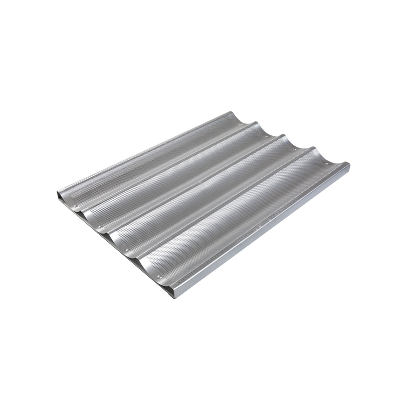 Pan baguette berlubang aluminium untuk roti Prancis 4-loaf